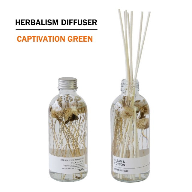 ハーバリウム ディフューザー キャプティベーション グリーン HERBALISM DIFFUSER CAPTIVATION GREEN  フレグランスオイル 芳香剤 スティック ガラスボトル :herbalism-diffuser-captivation-green:インテリアショップNorthern  Line 通販 