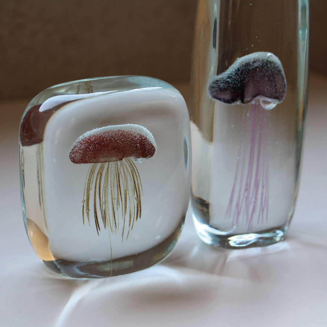 ガラス オブジェ クラゲ Jellyfish Paper Weight Square ペーパー 