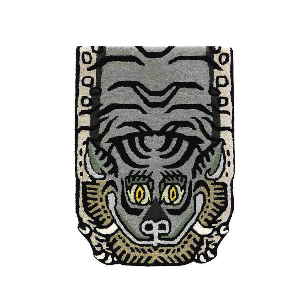 チベタンタイガーラグ H1-75 Gray グレー 70×50cm Tibetan Tiger Rug