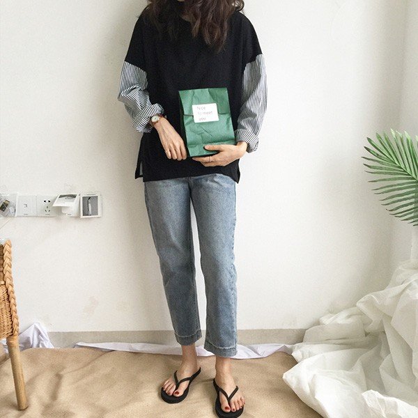 MARNI Vネック異素材切り替え長袖トップス