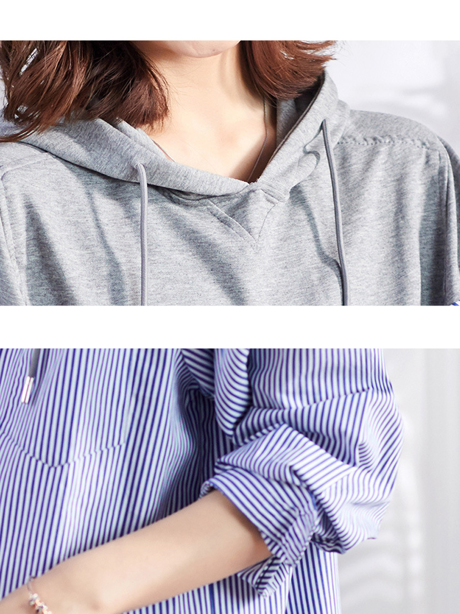 カットソー Tシャツ ストライプ切り替え カットソー 長袖 パーカー レディース 体型カバー ゆったり おしゃれ 可愛い カットソー 切り替え トップス レディース パーカー シャツ