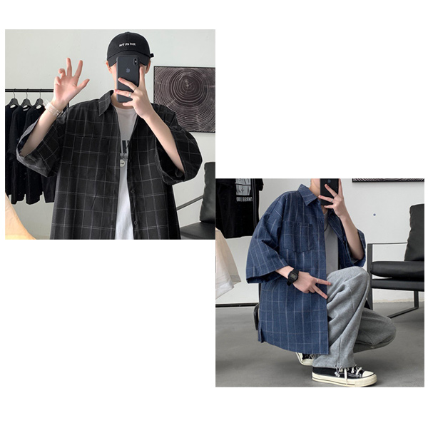 Tシャツ メンズ トップス 七分袖 半袖 ロング 長め ビッグシルエット