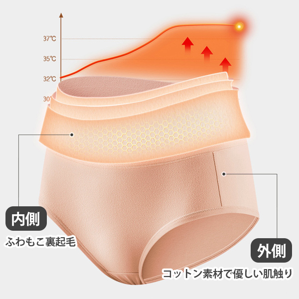 ショーツ ハイウエスト 裏起毛 暖かい 深ばき フィット ヒップアップ