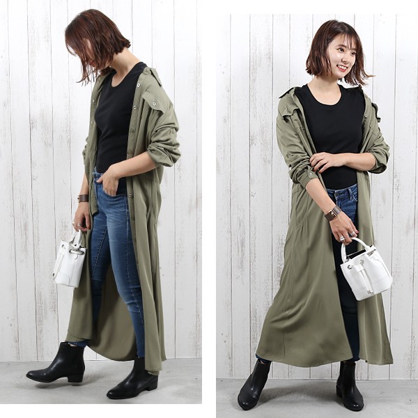 ワンピース ロングシャツ ワンピース とろみ シャツワンピ ガウン マキシ丈 ロング丈 ウエストリボン 2way メール便 送料無料 10月日から31日入荷予定 L Aultop 008 N Mart 通販 Yahoo ショッピング