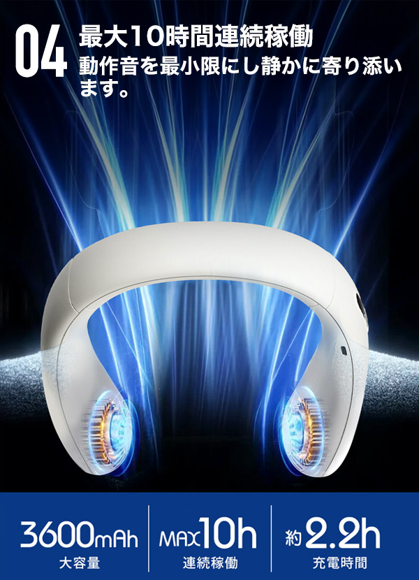 ネッククーラー 5200mAh 最大10時間稼働 Amazon | 【ネッククーラー 2024年夏新型】首掛け扇風機 瞬時