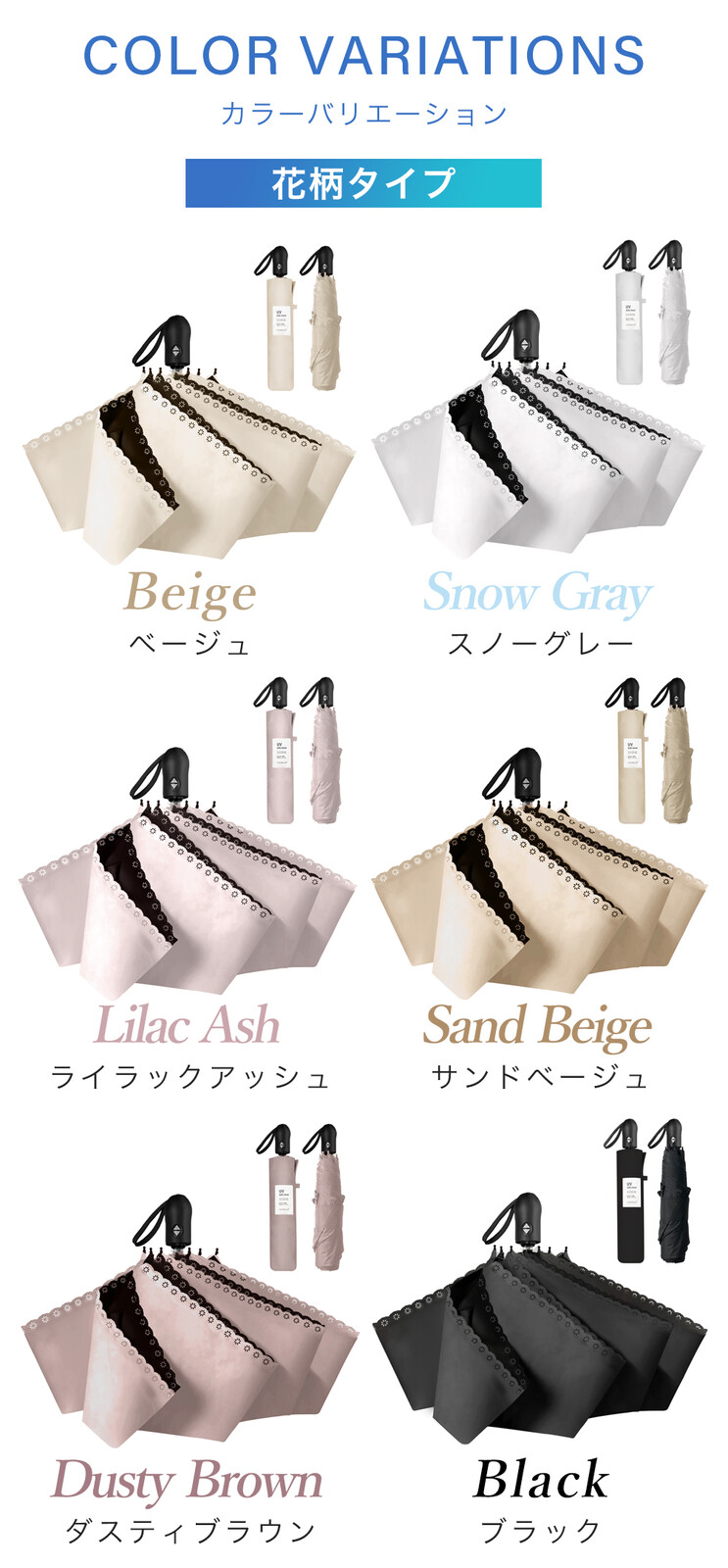 日傘 ワンタッチ 100%遮光 UVカット UVケア 自動開閉 軽量 晴雨兼用