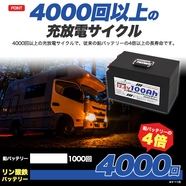 ポータブル電源 リチウムバッテリー ポータブル電源 リン酸鉄リチウムイオンバッテリー 12.8V 100Ah