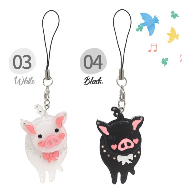 携帯ストラップ アクリル キーホルダー こぶた かわいい 豚 動物
