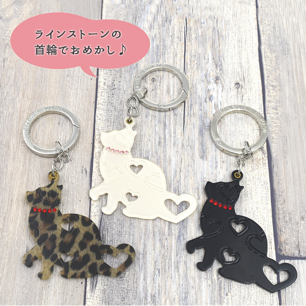 バッグチャーム ハート 猫 キャット キーリング かわいい アクリル 