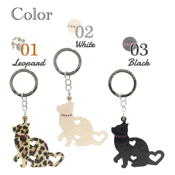 バッグチャーム ハート 猫 キャット キーリング かわいい アクリル