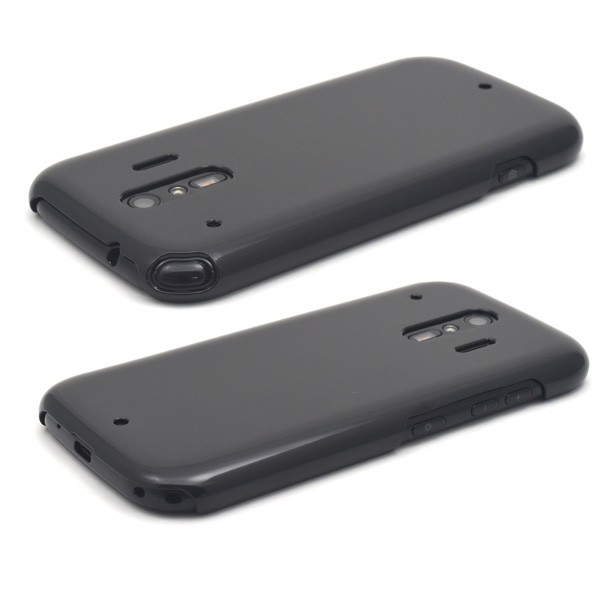 黒いスマートフォン ケース付き PLATA（プラタ） らくらくスマートフォンme F-01L F-42A ケース