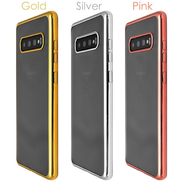 Galaxy S10+ ケース メタリックバンパー×背面クリア ソフトケース