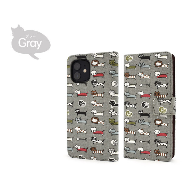 PLATA（プラタ） iPhone12 iPhone12Pro 兼用 手帳型ケース 寿司猫 和柄