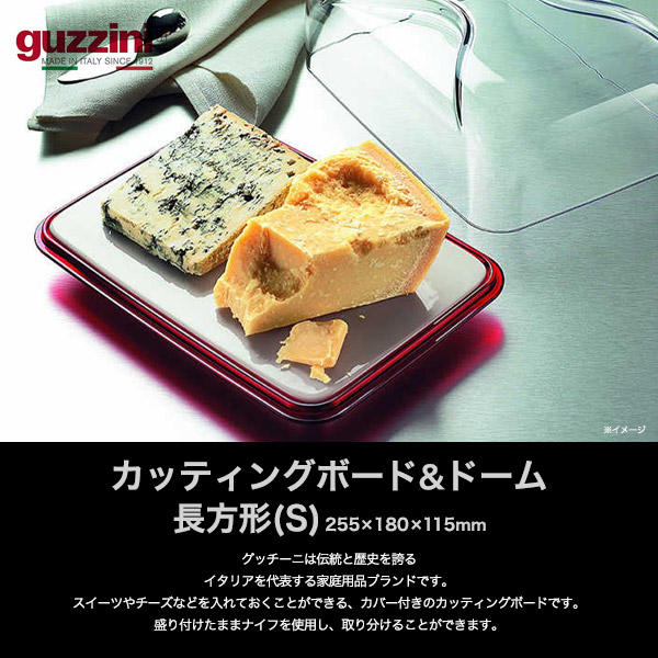 グッチーニ（guzzini） チーズディッシュ＆ドーム 長方形（S）25x18cm