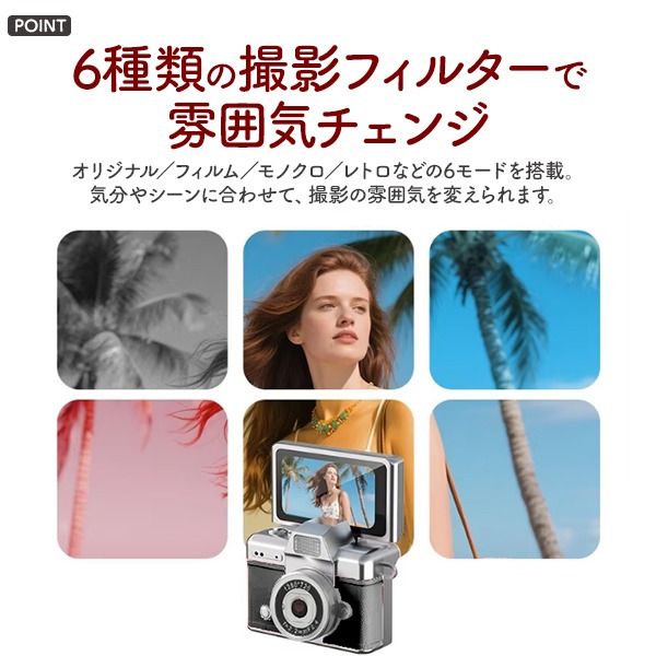 ミニカメラ 超小型デジカメ キーホルダー ネックレス 1080P レトロ