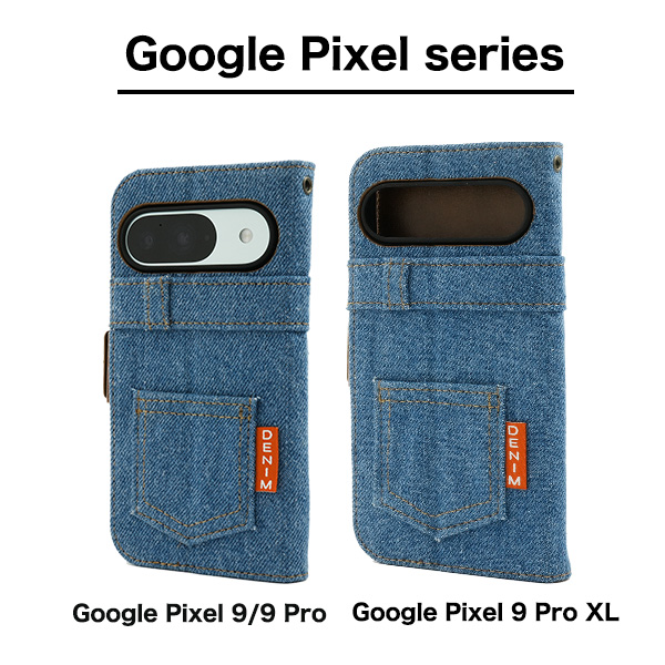 Google Pixel 10 10Pro Pro XL 9 9Pro 9a ケース 手帳型 デニム調 布地