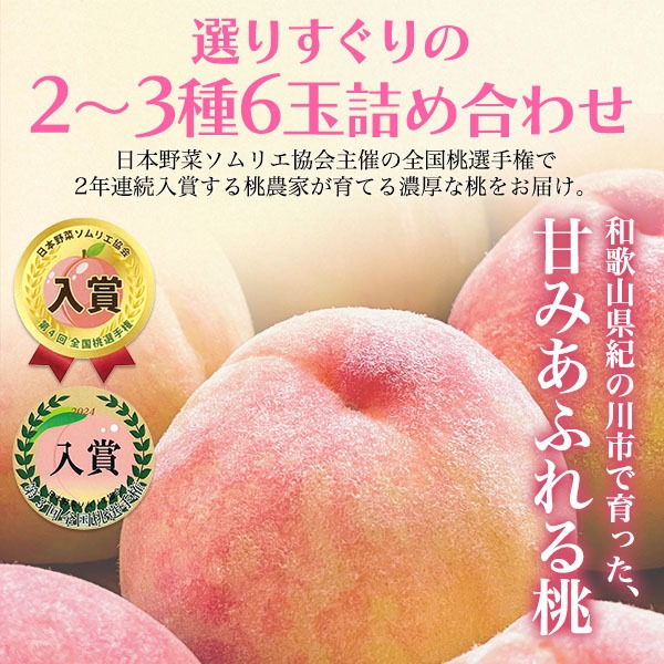 桃 ギフト 和歌山産 旬の桃食べ比べセット 赤秀品 6玉 もも 贈答用