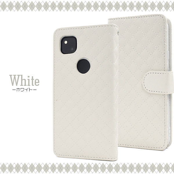 Google Pixel Pixel4a ケース 手帳型 キルティングレザー 合皮レザー
