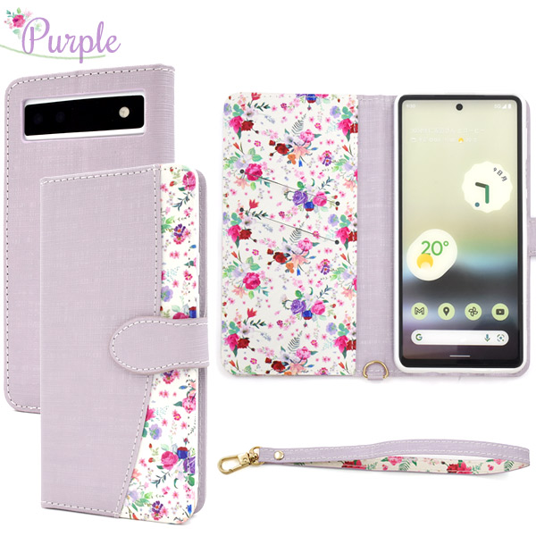 Google Pixel Pixel6a ケース 手帳型 フラワーブーケ 花柄ハンド