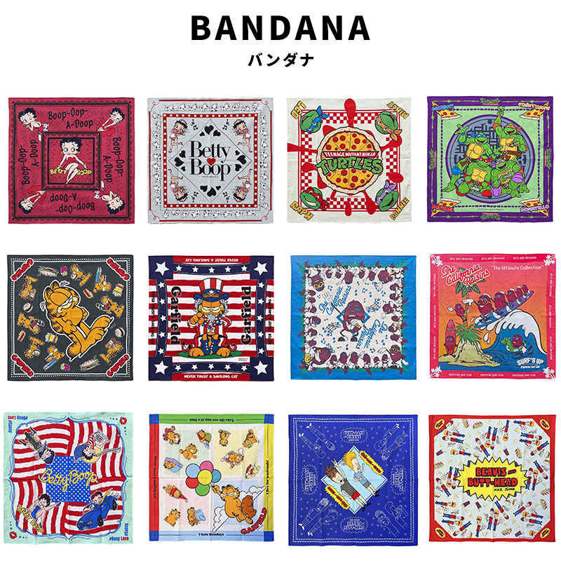 BANDANA バンダナ Betty Boop Mutant Turtles タートルズ 亀 GARFIELD