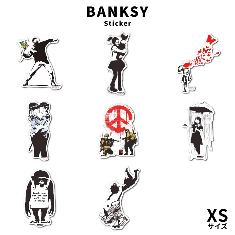 BANKSY バンクシー 透明 ステッカー BNK-001M BNK-008M Mサイズ シール