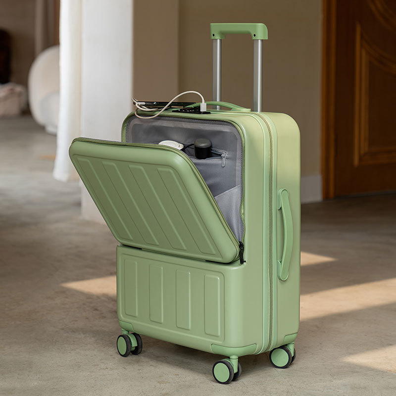 フロントオープン スーツケース USBポート付き Sサイズ 1-3日用 機内持ち込み 超軽量 多機能...