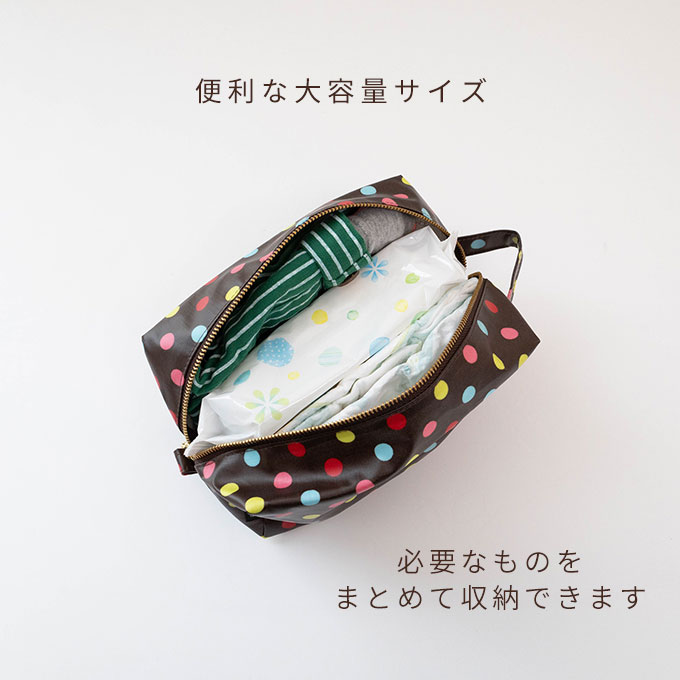 ラミネートポーチ お散歩バッグ 大容量 軽量 撥水 お出かけ ポーチ