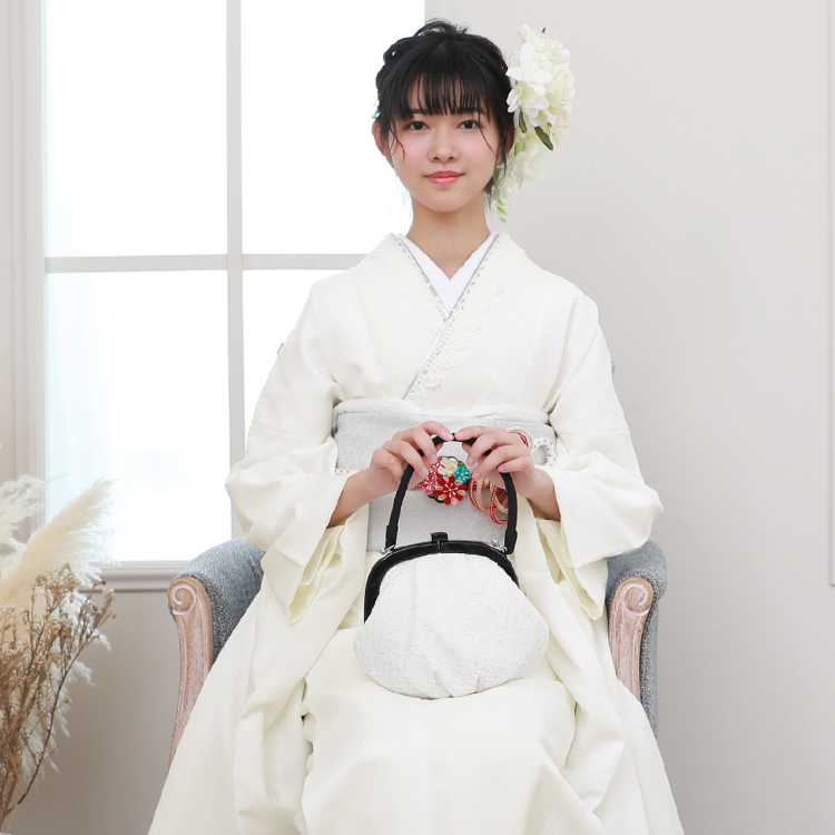 最大20日間レンタル 振袖レンタル 成人式 白 1月 フルセットレンタル21