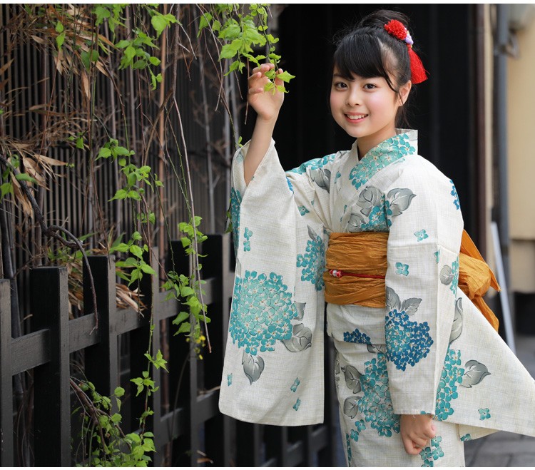 新品　ツモリチサトジュニア浴衣　150cm　13～14歳　青緑花柄　オフ白 楽天市場】ハイジュニア 女の子 浴衣 帯 2点セット 浴衣セット