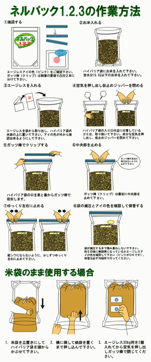 米保存袋 ネルパック1.2.3 - 30kg用 1セット/袋×25 − 一色本店（101