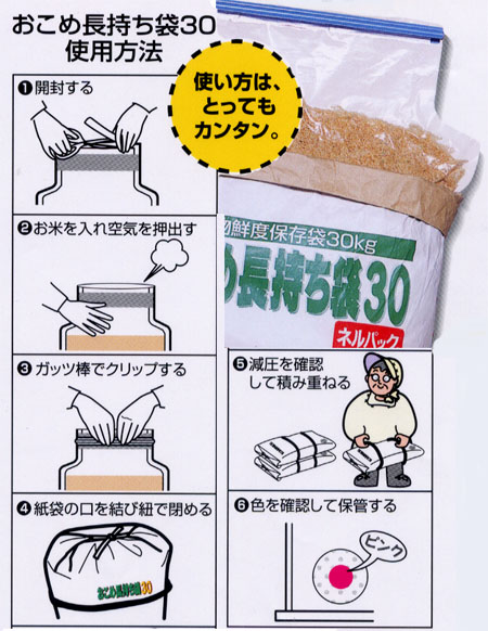 米保存袋 ネルパック おこめ長持ち袋30 30kg用 1セット/袋× 25 − 一色