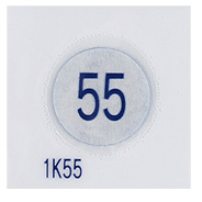 1K55 日東工業 サーモカラーセンサー(不可逆)・標準型1温表示タイプ 発色温度55℃(白→青)、20枚入｜nagamono-taroto