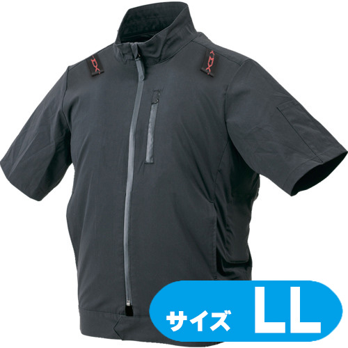 33700815 ハラダ EX.WORKERS E/Fウェア半袖ブルゾンAS ブラック 2L