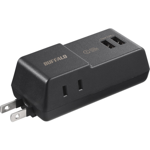 BMPA24TP2BK BUFFALO コンセント付きAC充電器 USB×2 2.4A ブラック