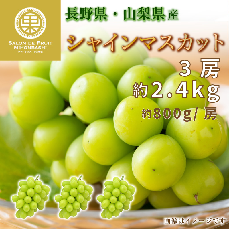 最短順次発送] シャインマスカット 3房 約2.4kg 特大 約800g x3 長野県 山梨県産 マスカット ぶどう 高糖度 ギフト 贈答用 通販  :sm800g3:サロンドフルーツ 日本橋 - 通販 - Yahoo!ショッピング