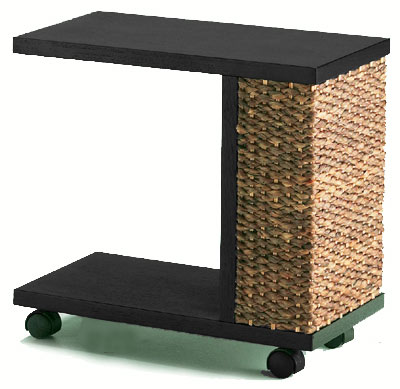 サイドテーブル キャスター付き高品質ウォーターヒヤシンス アジアン