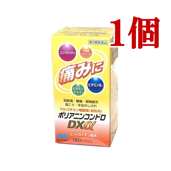 ポリアニンコンドロDXα 160カプセル 第３類医薬品 関節痛 腰痛 肩こり 五十肩 眼精疲労 コンドロイチン グルコサミン 承認基準の最大量配合 富山めぐみ製薬