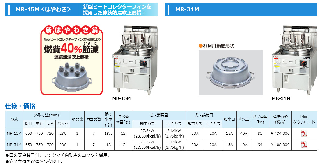 業務用ゆで麺機 マルゼン ガスラーメン釜 ガスゆで麺機 MR-31M :SHLM44:日用品・消耗品ショップなごみ - 通販 -  Yahoo!ショッピング