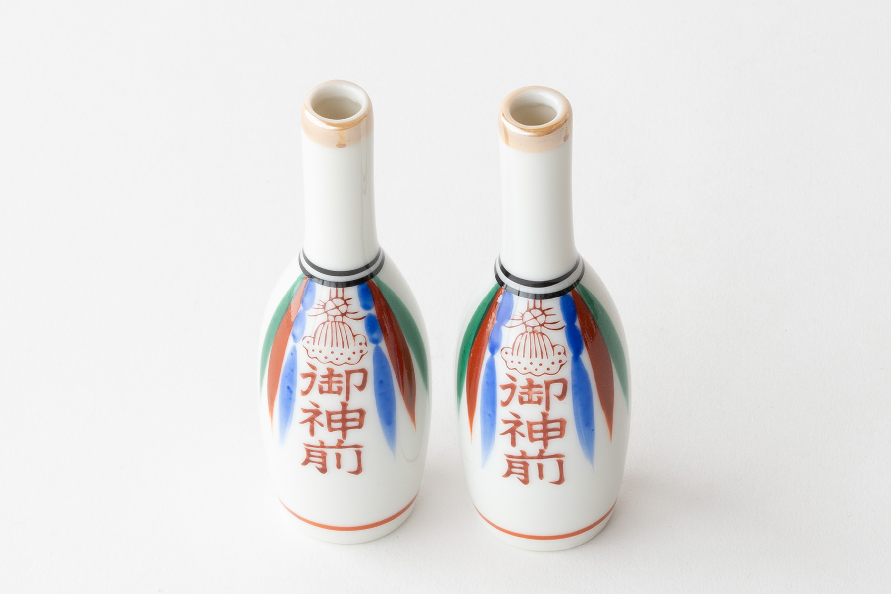 錦神酒 神酒徳利 4寸 一対 陶器 上品 11センチ 伝統的 赤絵 徳利 ミキ