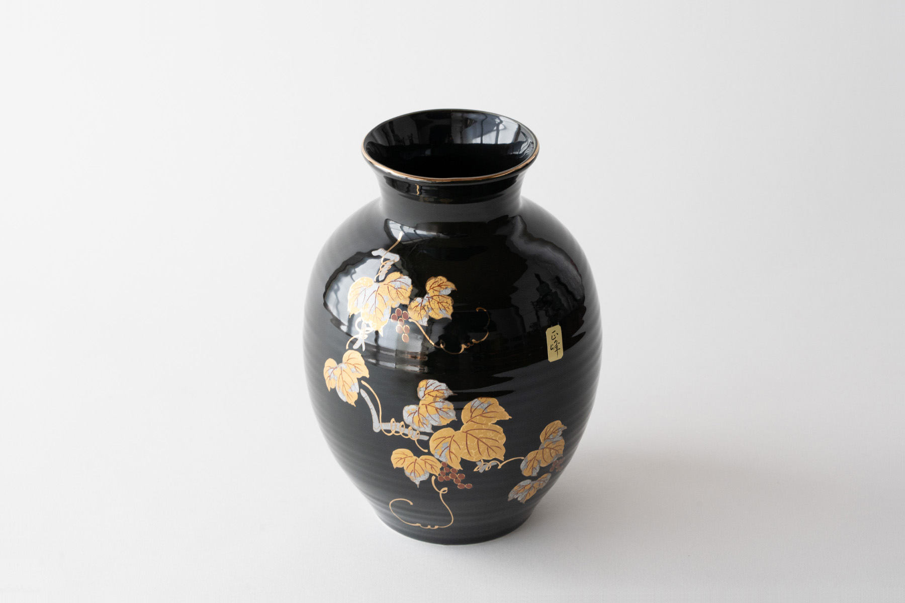 仏間 花瓶 壺型 山ぶどう 8号 陶器 おしゃれ 23.5センチ モダン 花器