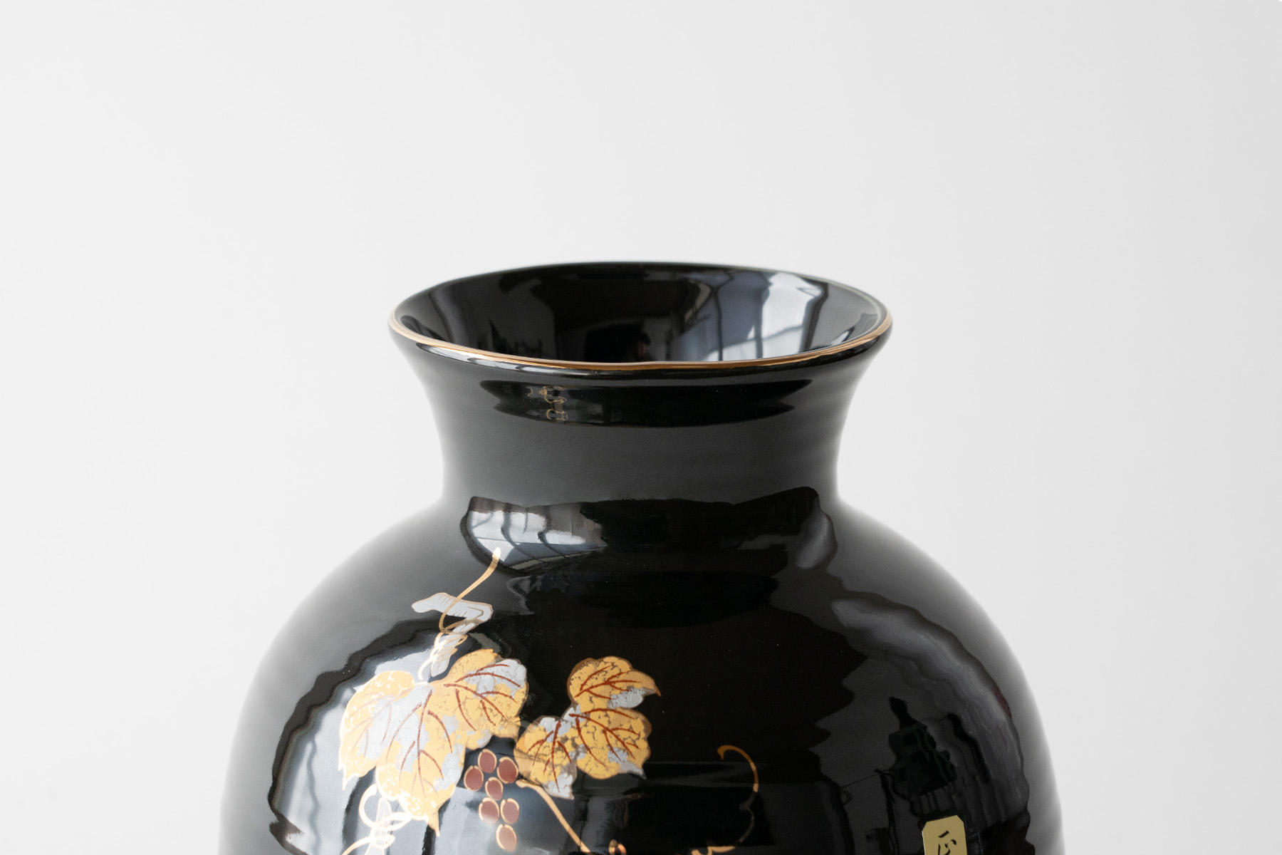 仏間 花瓶 壺型 山ぶどう 8号 陶器 おしゃれ 23.5センチ モダン 花器