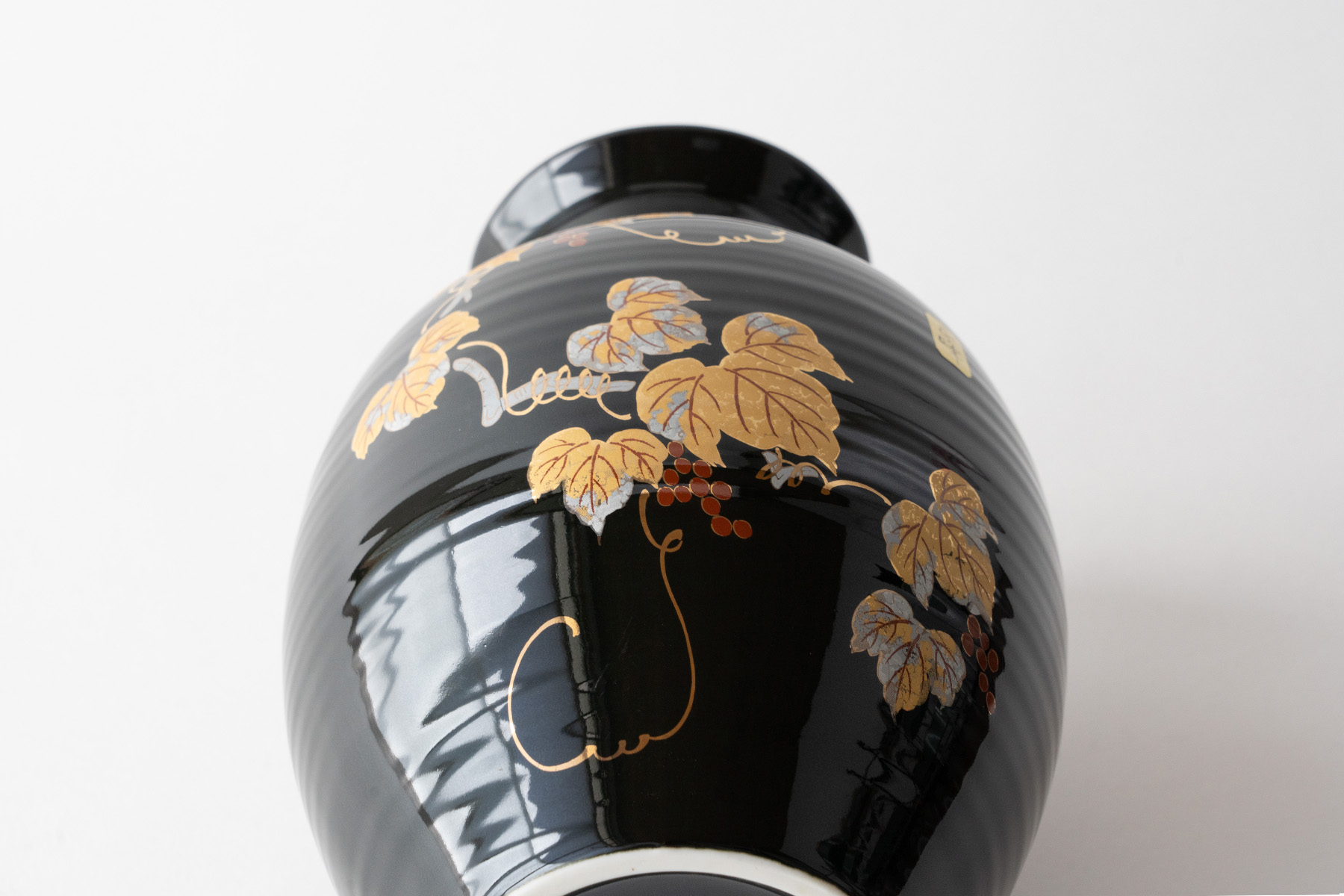 仏間 花瓶 壺型 山ぶどう 8号 陶器 おしゃれ 23.5センチ モダン 花器