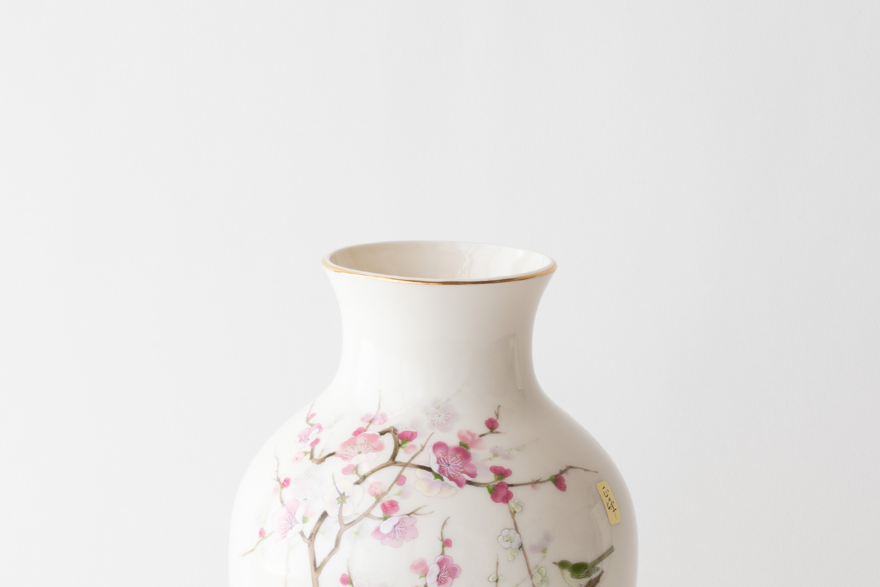 仏間 花瓶 壺型 梅に鳥 10号 陶器 華やか 30.5センチ 1尺 伝統的 花器