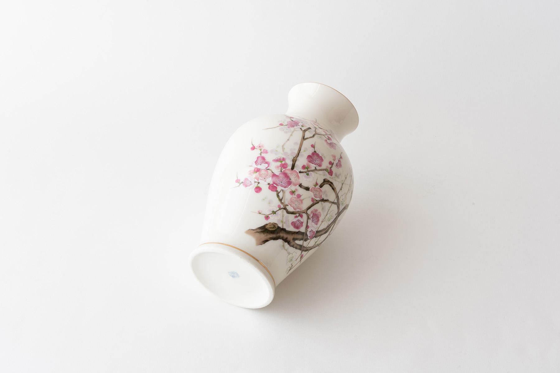 仏間 花瓶 壺型 梅に鳥 10号 陶器 華やか 30.5センチ 1尺 伝統的 花器