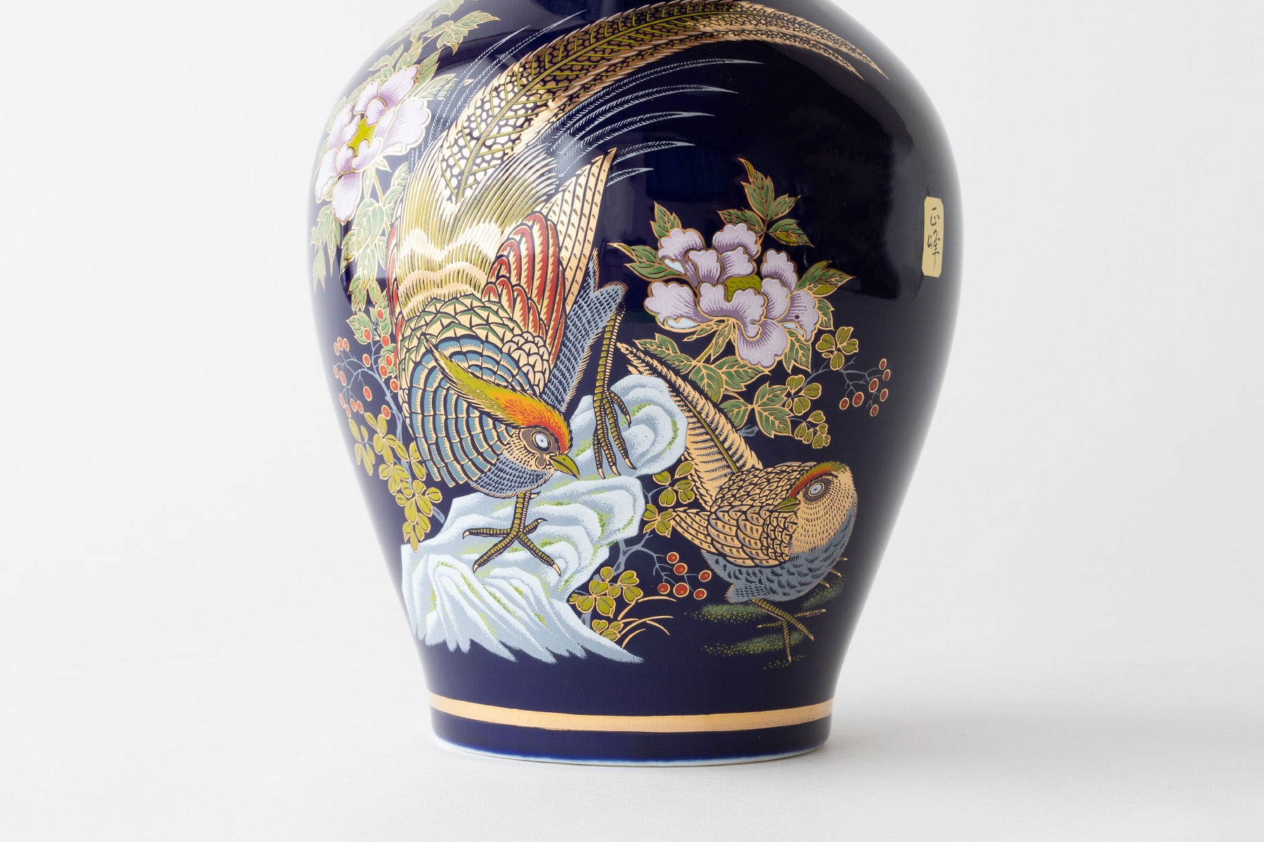 仏間 花瓶 壺型 金鶏 8号 陶器 豪華 24センチ 個性的 花器 客間