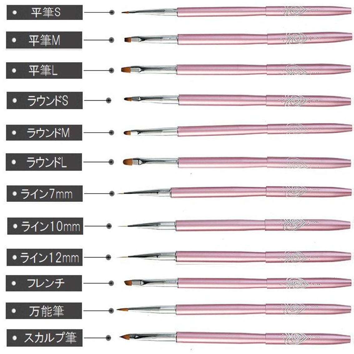 ジェルネイル カラージェル 12種セット 筆 ブラシ ネイルブラシ ネイル