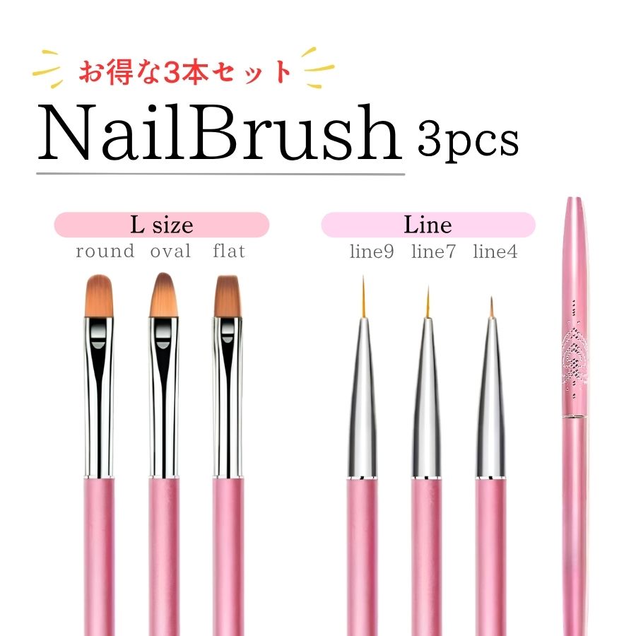 ジェルグラフ　ライナーセット　限定販売品　ジェル ネイルブラシ　細筆など　セット ネイルブラシ 3本セット キャップ付き ジェルネイル ネイル筆 ジェル