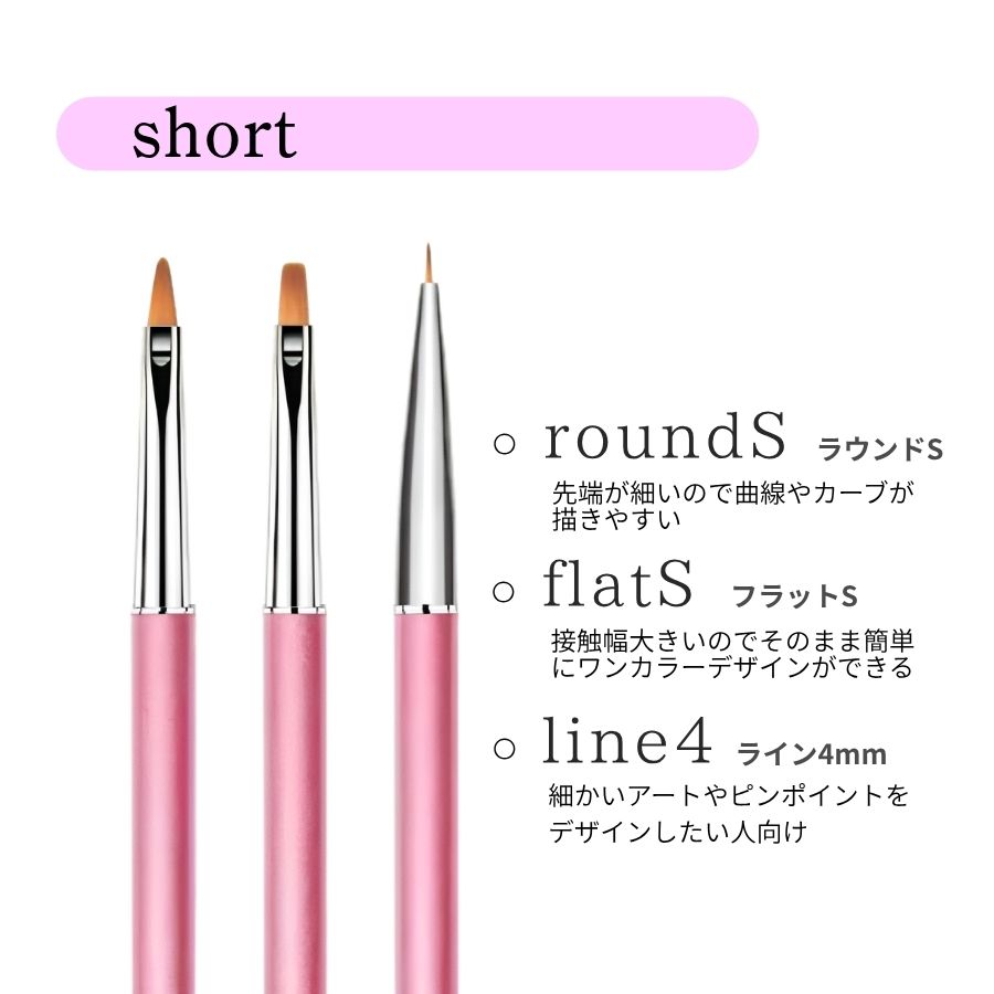 ネイルブラシ 3本セット キャップ付き ジェルネイル ネイル筆 ジェル