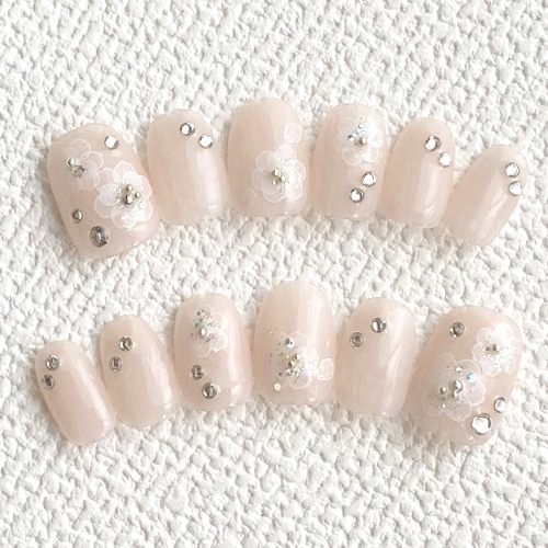 オーダー ネイルチップ ショート ジェル ミルキーベージュ シアー