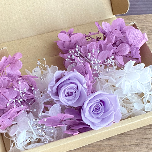 メール便(日本郵便)送料無料 プリザーブドフラワー 紫 薄紫 バラ 2輪 